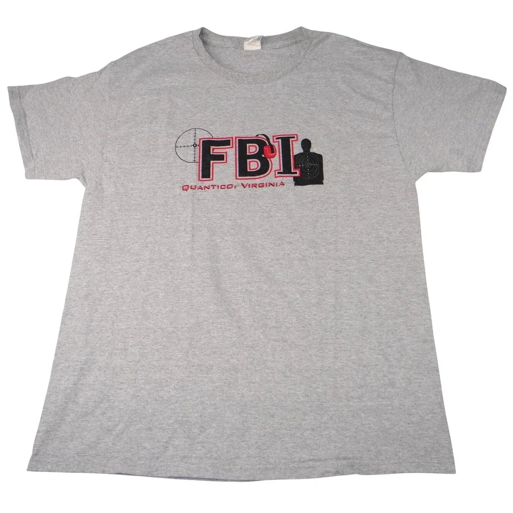FBI Quantico Virginia‎ Graphic T Shirt Grey Hanes Authentic Size L